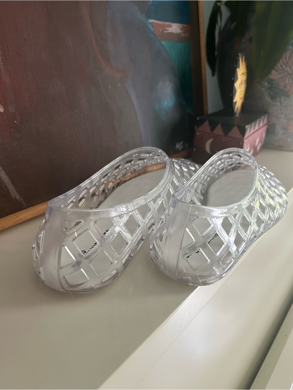 No Boundaries Clear Jelly Cage Ballet Flats Shoes Size 8 Y2K Festival Beach - Picture 3 of 11